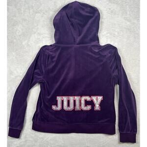 Y2K Juicy Couture Velour Purple Hoodie Medium Track Jacket Vintage Womens 90s OG